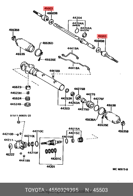 car spare part wholesale Tie Rod End 45503-29395 Steering Rack End Sub-Assembly 8B6J06349 DAIHATSU
